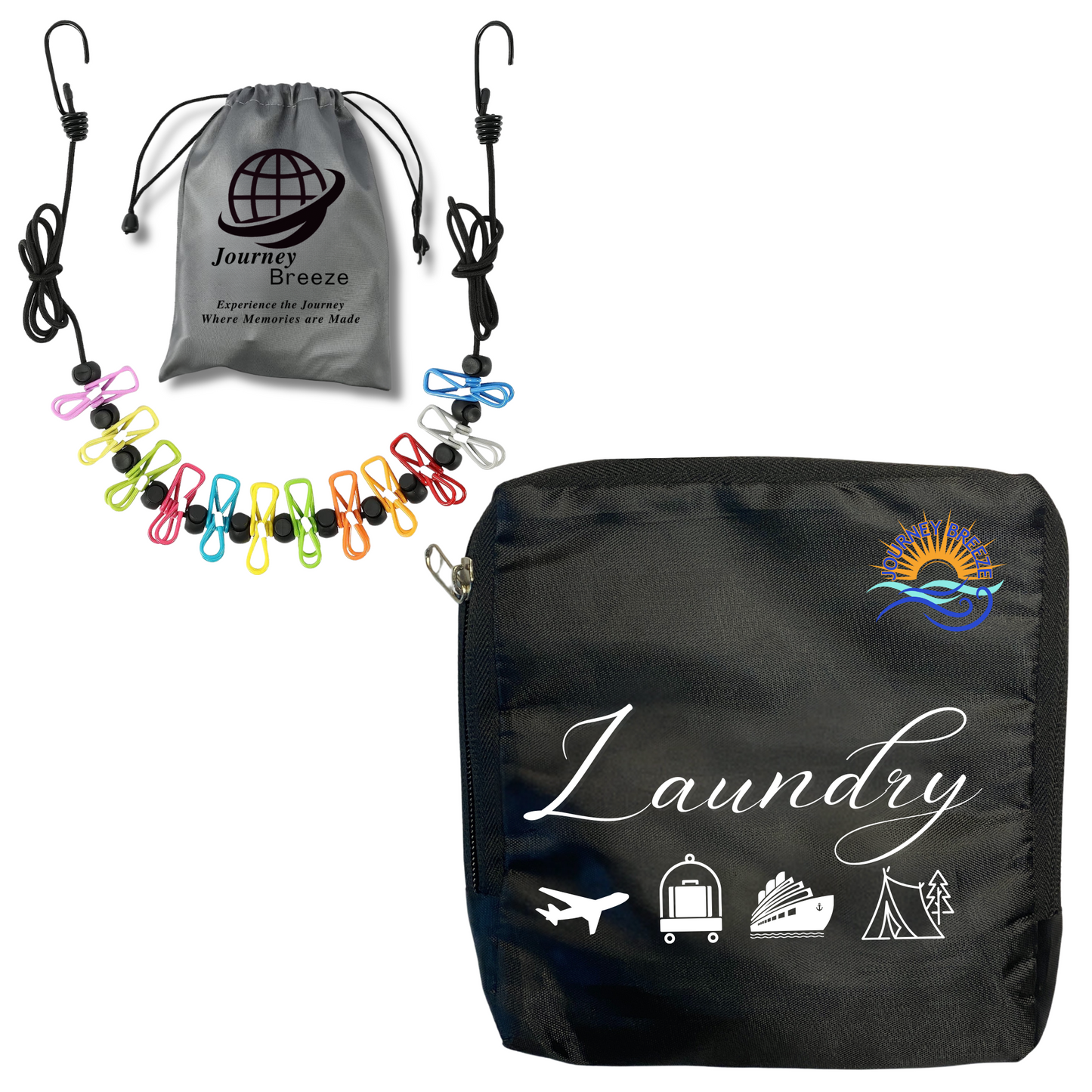 Hotel Essentials Must Haves Laundry Bag Travel, Clothes Line Outdoor or Indoors