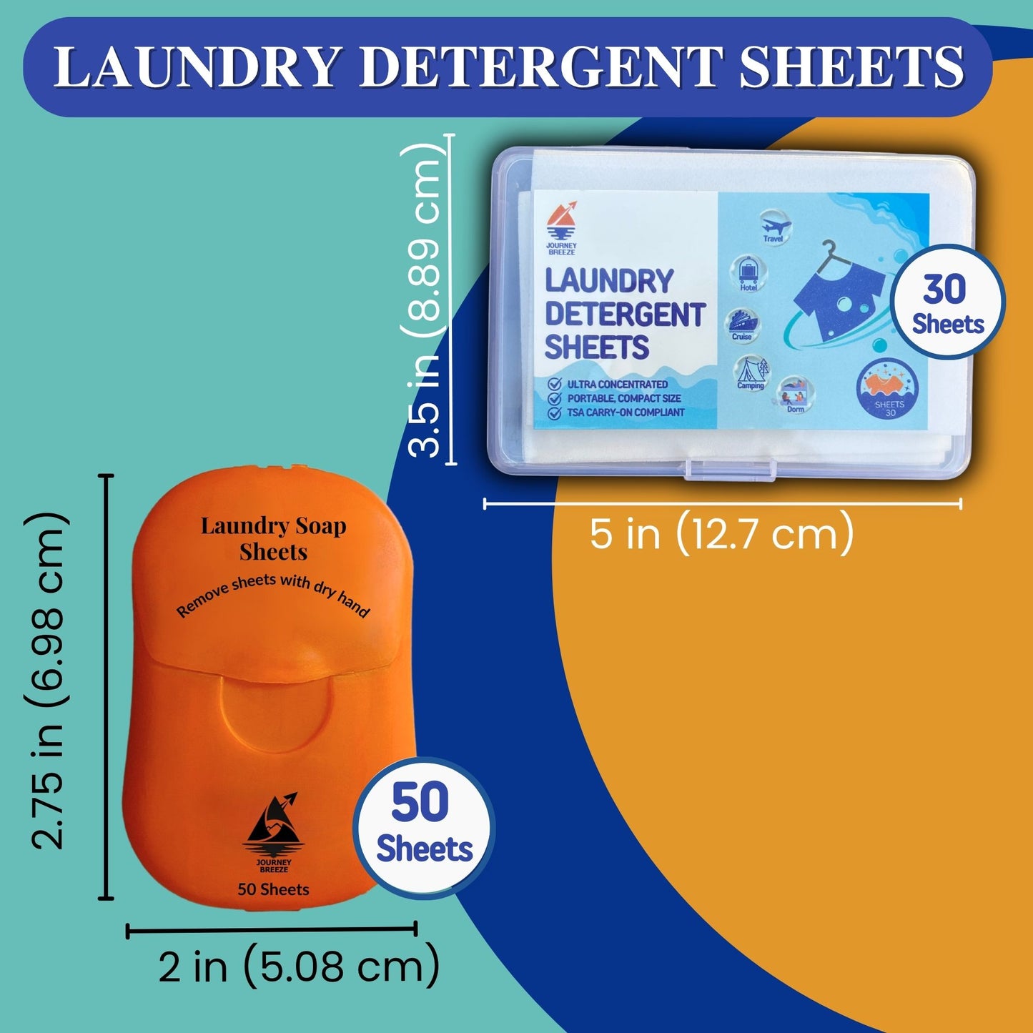 Travel Laundry Detergent Sheets - 2 Sizes for Sink Wash or Machine Wash