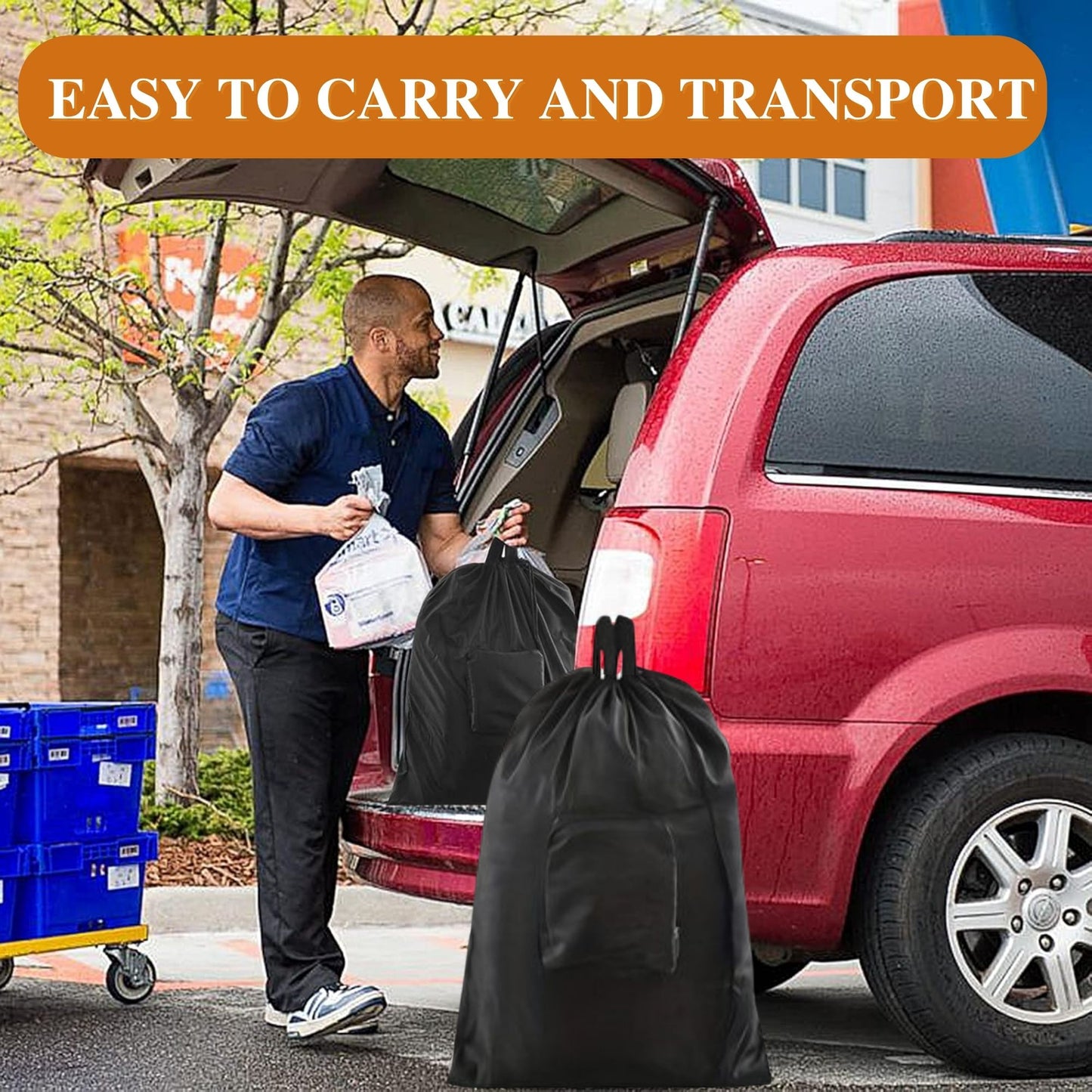 Foldable Laundry Bag and Compact Travel Clothesline - Must have Essentials for Cruises Camping and Hotel for your next vacation 2 Pack Black