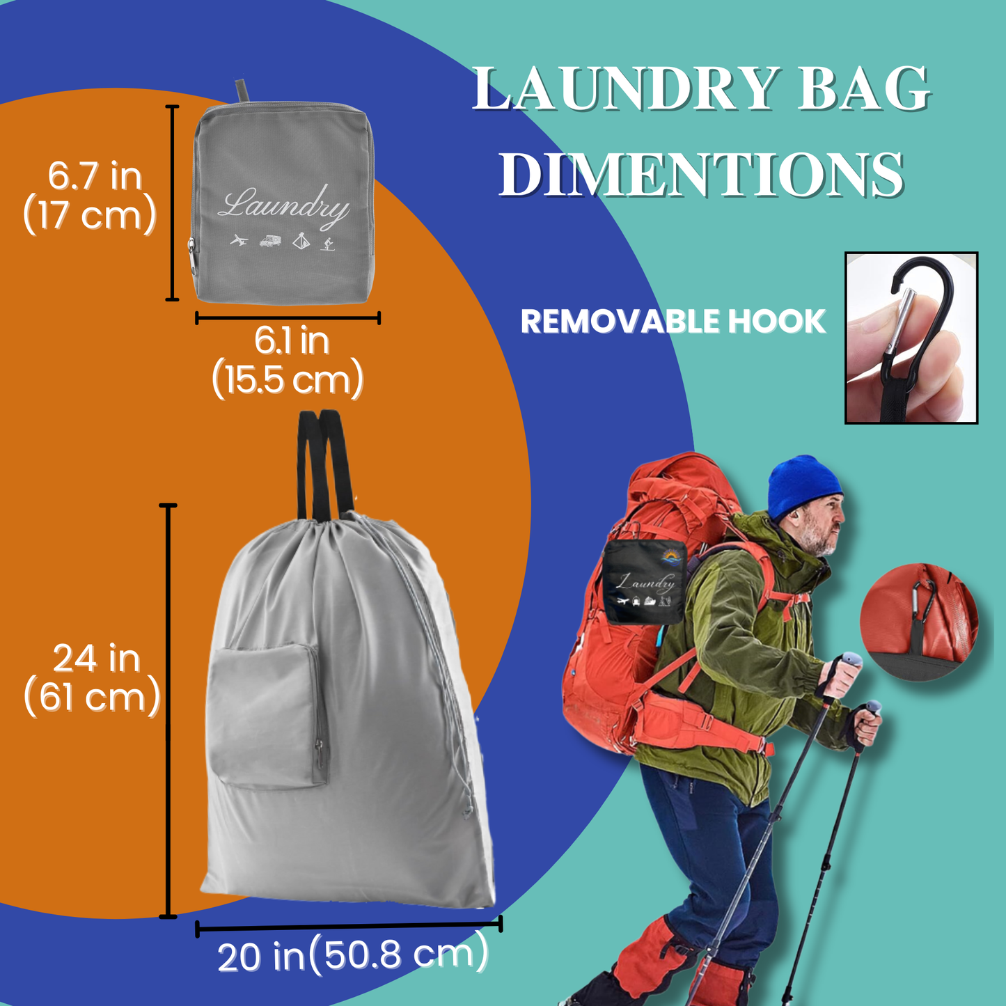 Travel Essentials Laundry Kit: Laundry Detergent Sheets, Foldable Laundry Bag, Portable Indoor/Outdoor Clothesline