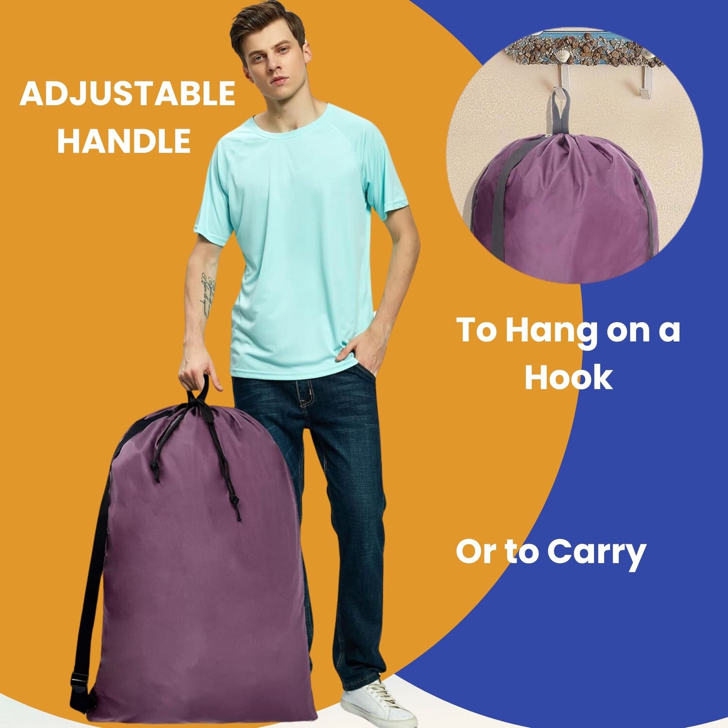 Laundry Bag for Dorm with Straps (Burgundy) and 1 pack (30 sheets) Laundry Sheets Detergent
