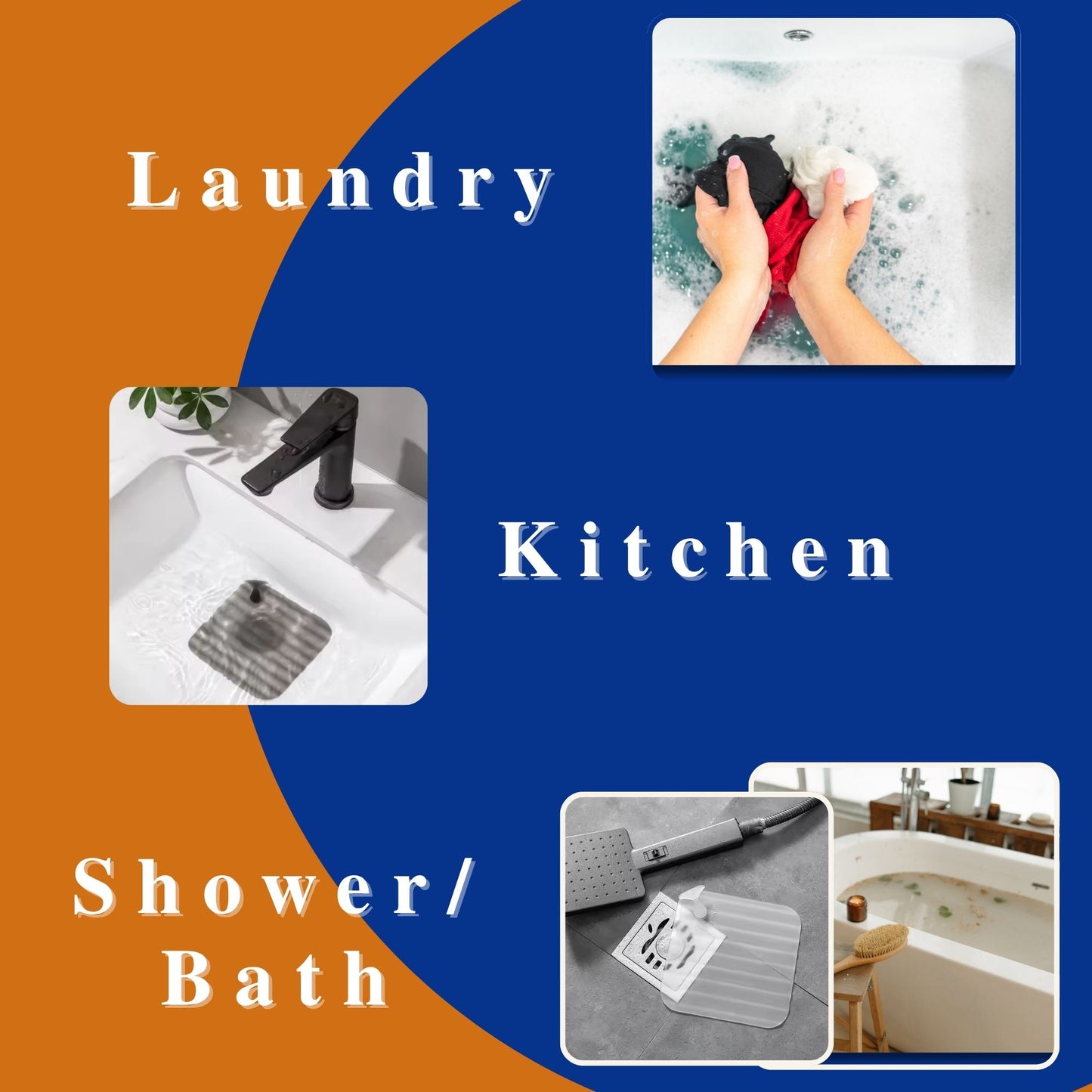 2 Pack-Silicone Sink Stopper for Kitchen, Shower Overflow, Bath Tub Cover Water Stopper-Bath & Toilet Supplies for Odor-Free Home Transparent Silicone Pad