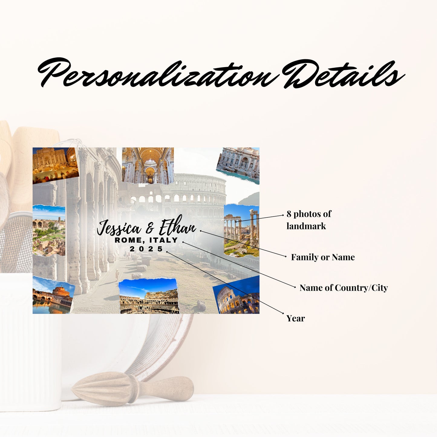 Rome Italy Personalized Glass Cutting Board, Tempered Glass Cutting Board, Food Cutting Board, Housewarming Gift, Travel Destination
