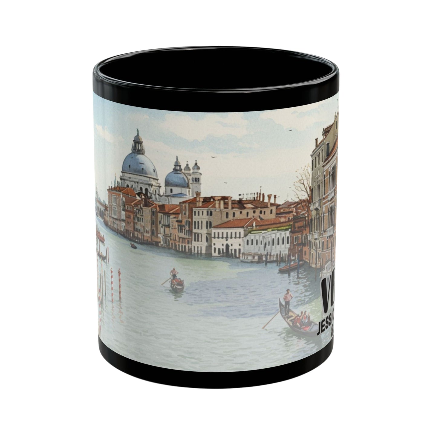 Venice Travel Mug, Custom Black Mug, Custom Design Black Mug, Custom Text Photo Black Mug 11oz or 15oz