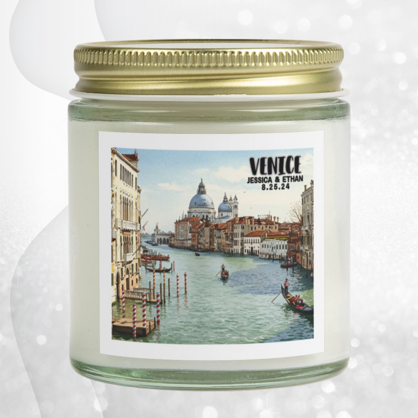 Venice, Italy Candle Personalized, Coconut Apricot Wax Candle, Memories of Travel Collection, Traveler Gift Family Vacation Keepsake
