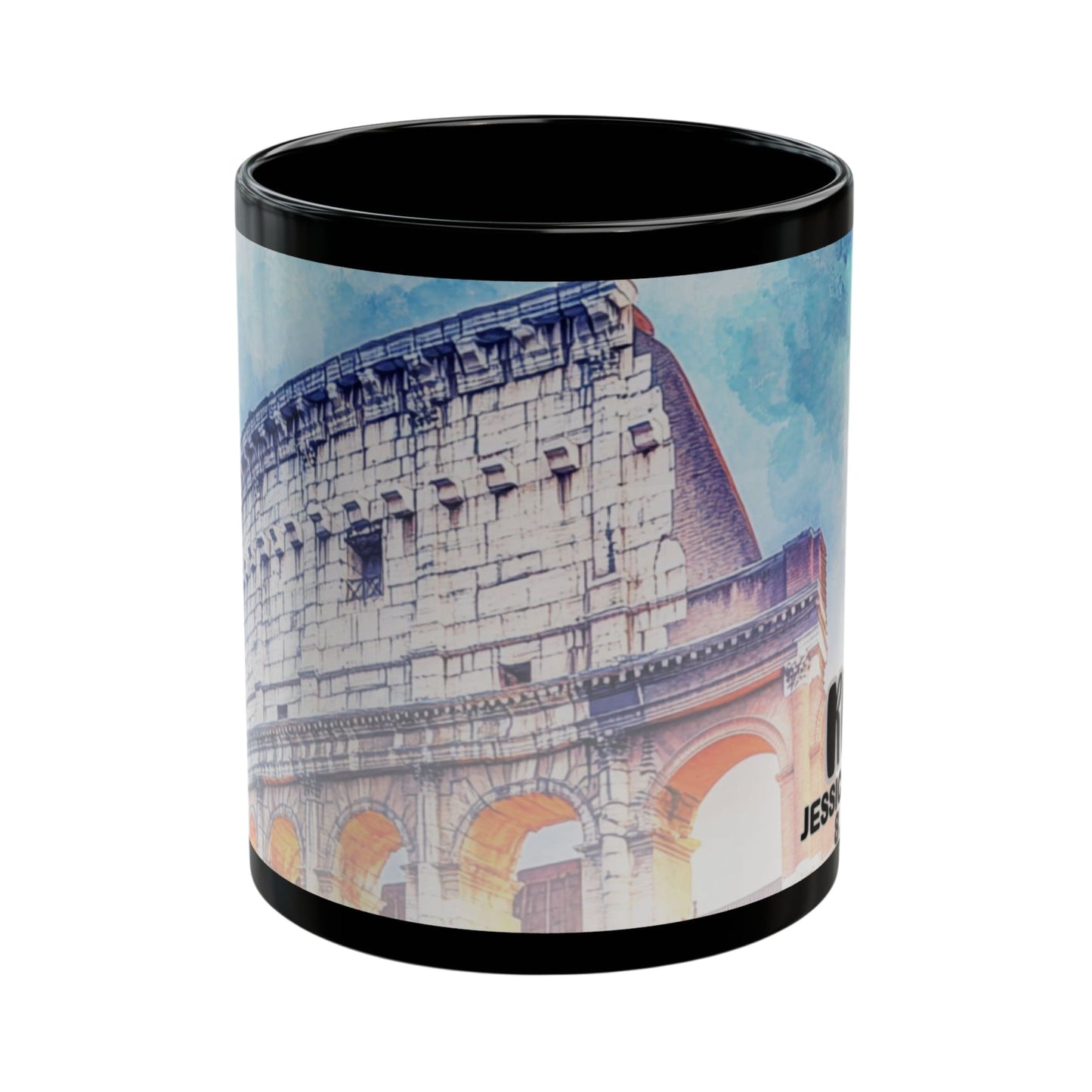 Rome Travel Mug, Custom Black Mug, Custom Design Black Mug, Custom Text Photo Black Mug 11oz or 15oz