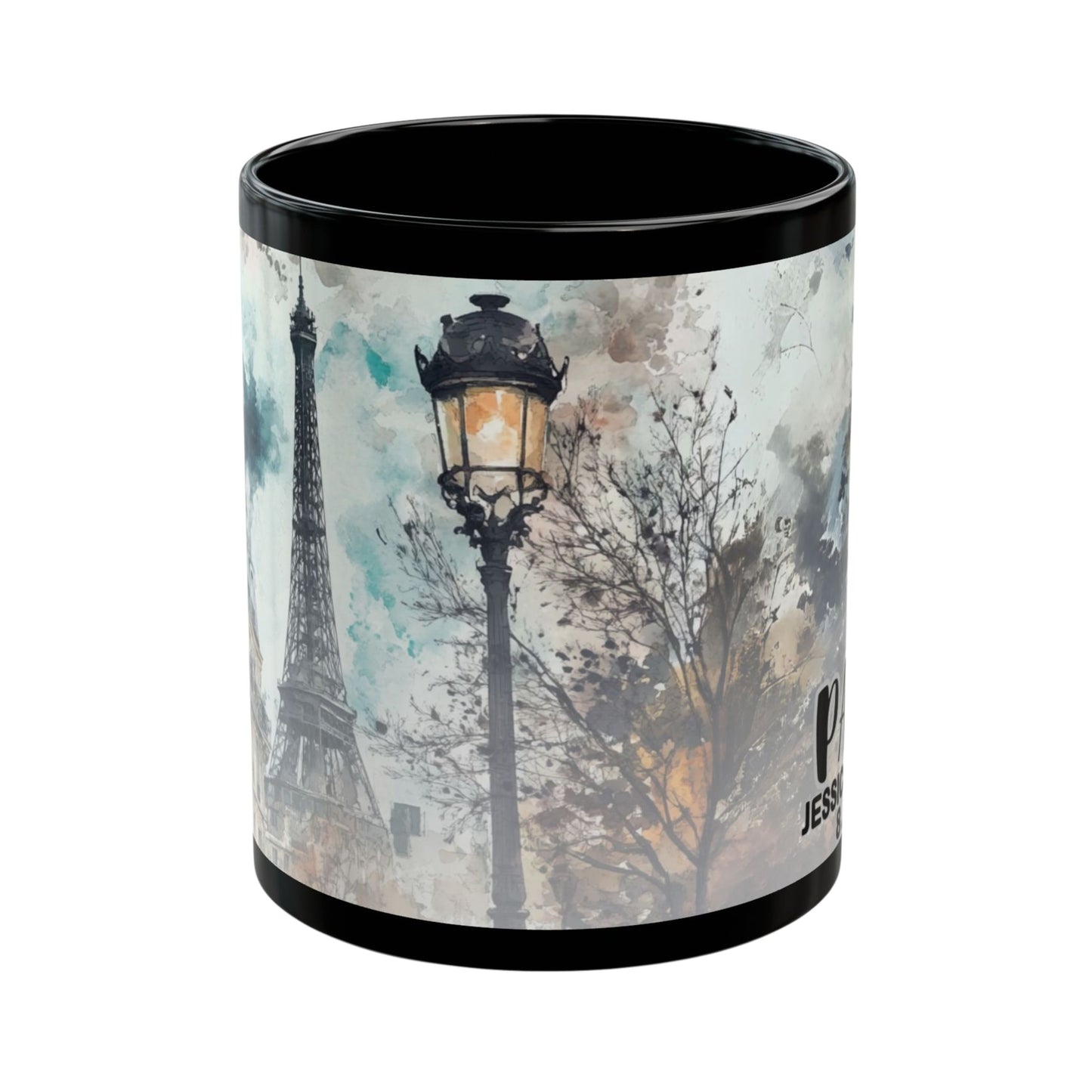 Paris Travel Mug, Custom Black Mug, Custom Design Black Mug, Custom Text Photo Black Mug 11oz or 15oz