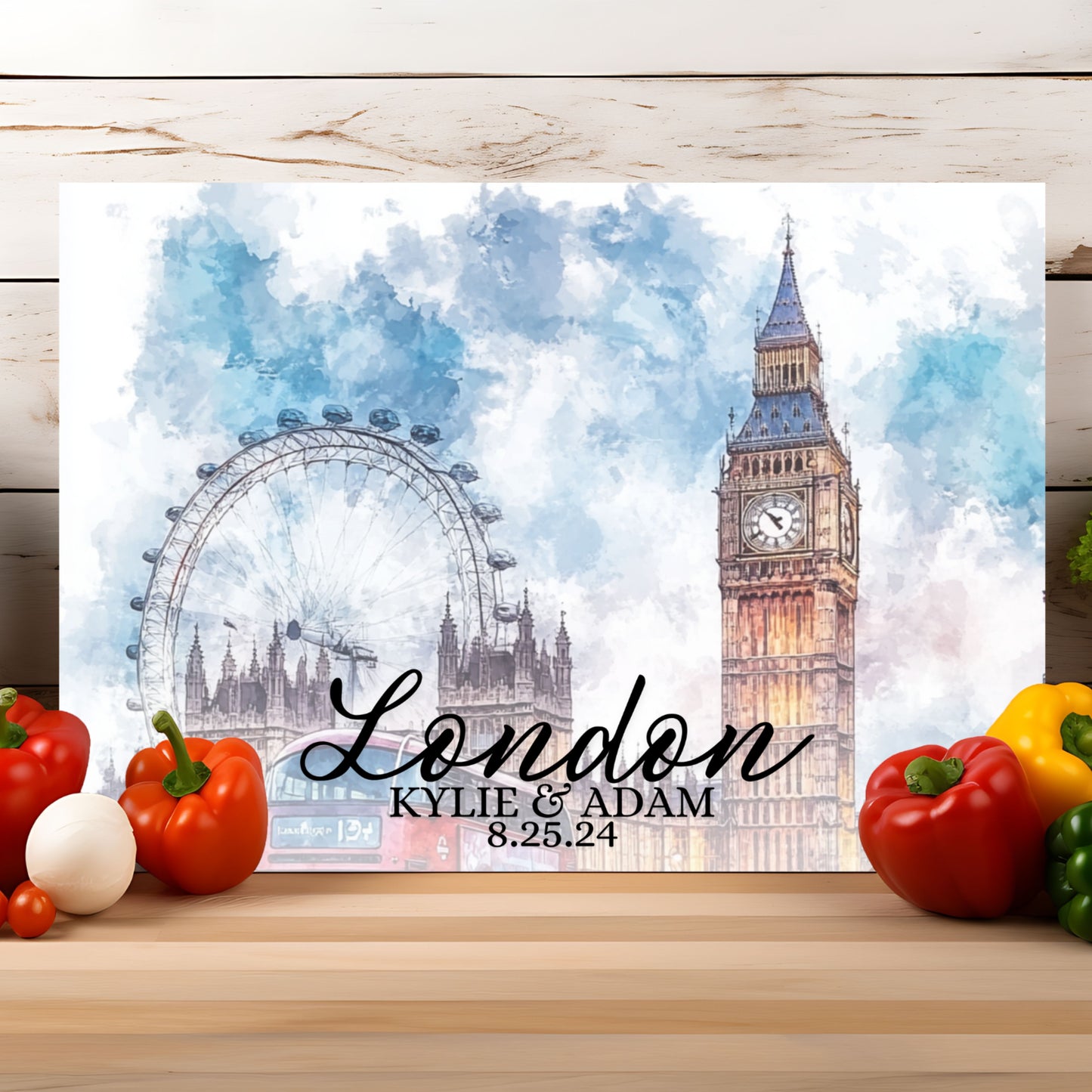 Personalized Glass Cutting Board, London, Tempered Glass Cutting Board, Food Cutting Board, Housewarming Gift, Travel Destination
