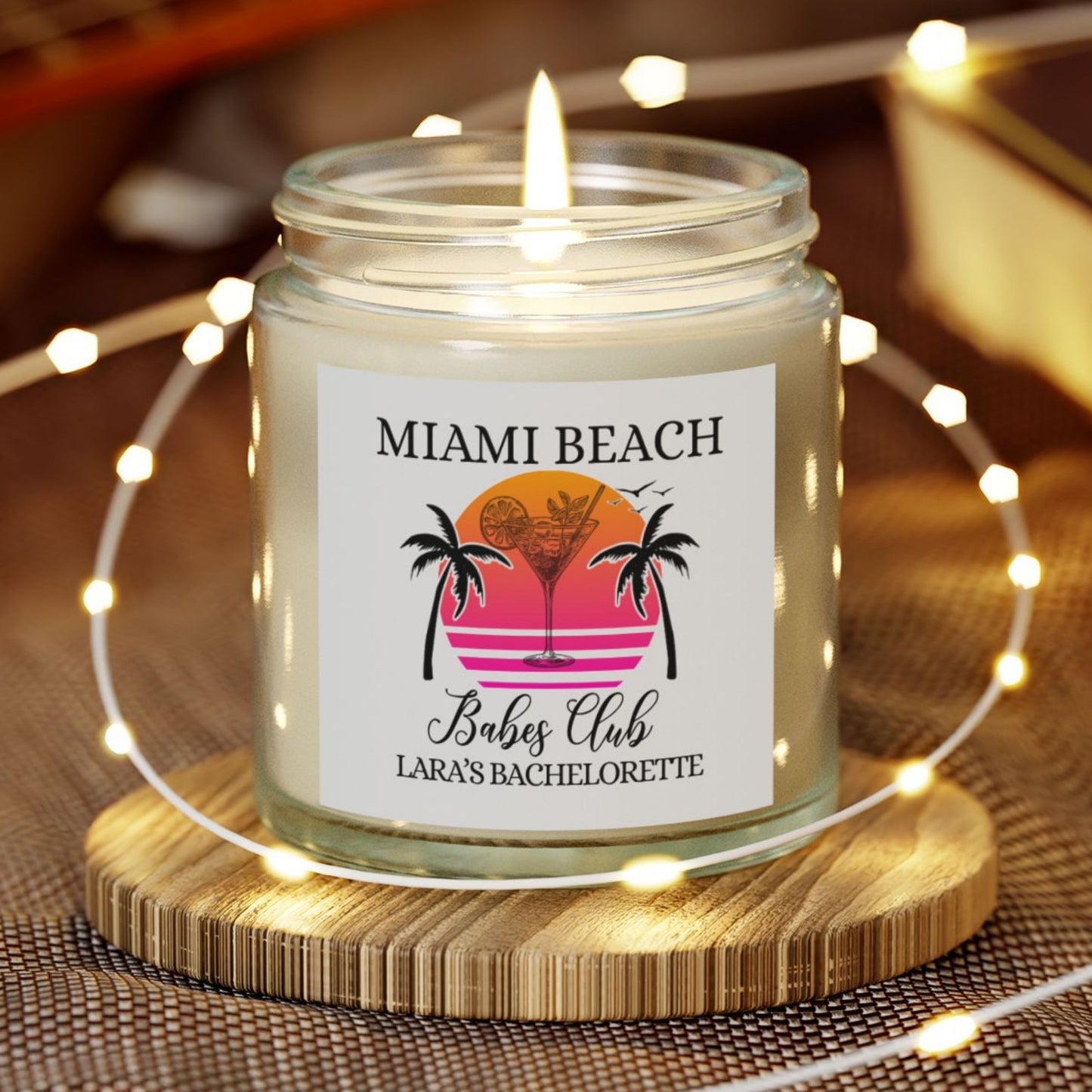 Personalized Miami Beach Bachelorette Candle, Bridesmaid Candle Gift, Beach Home Decor, Wedding Candle, Bachelorette Party Gift Bride