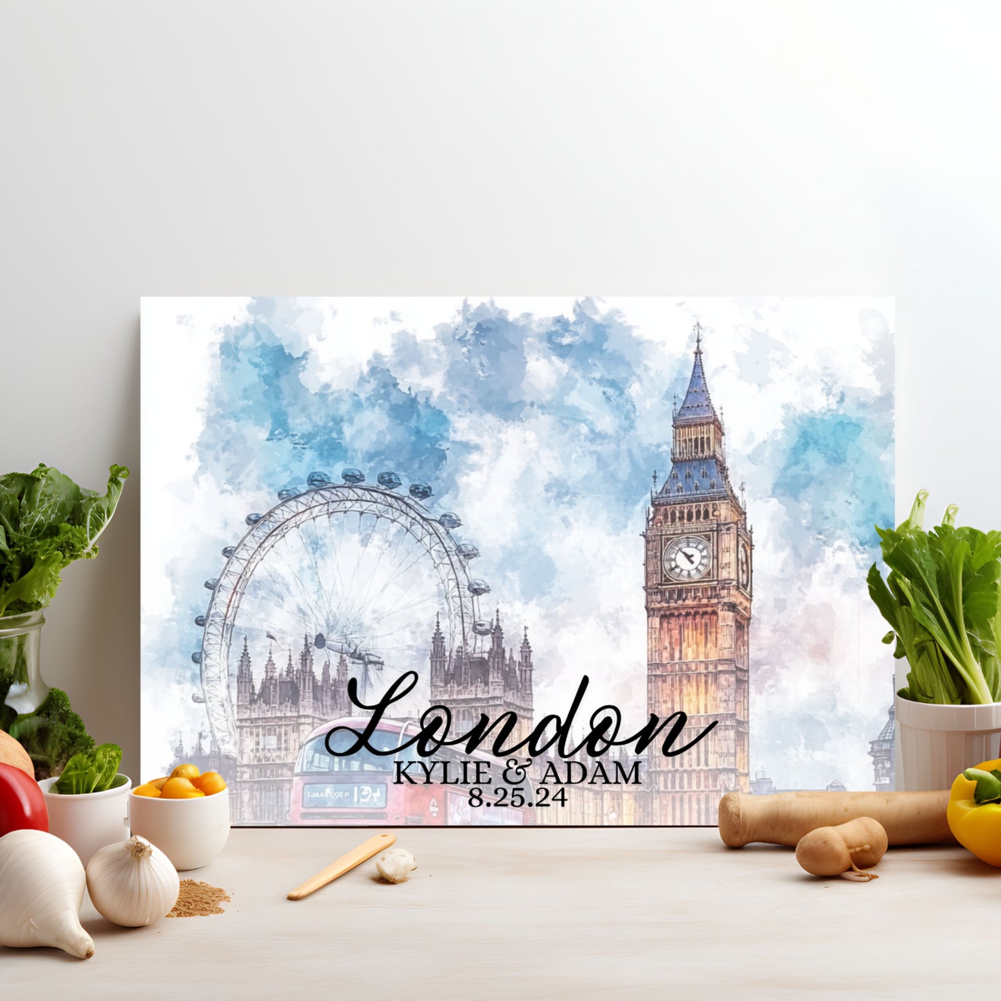 Personalized Glass Cutting Board, London, Tempered Glass Cutting Board, Food Cutting Board, Housewarming Gift, Travel Destination