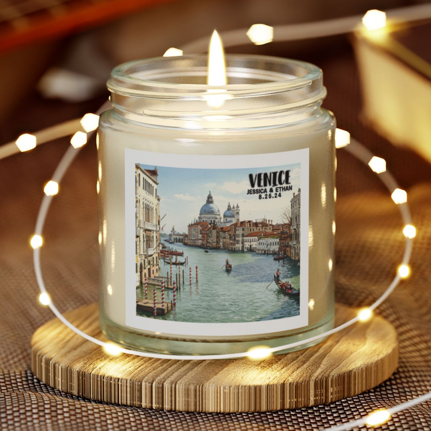 Venice, Italy Candle Personalized, Coconut Apricot Wax Candle, Memories of Travel Collection, Traveler Gift Family Vacation Keepsake