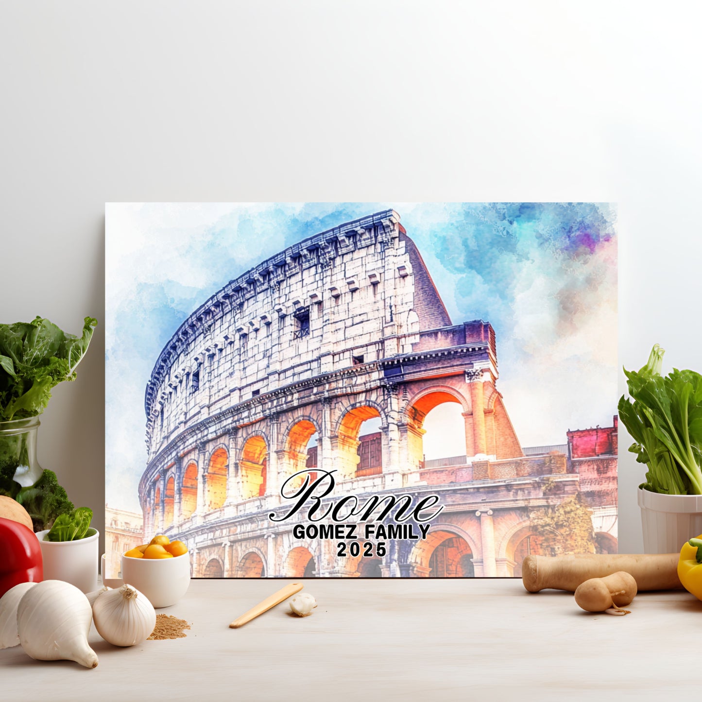 Rome Personalized Glass Cutting Board, Tempered Glass Cutting Board, Food Cutting Board, Housewarming Gift, Travel Destination