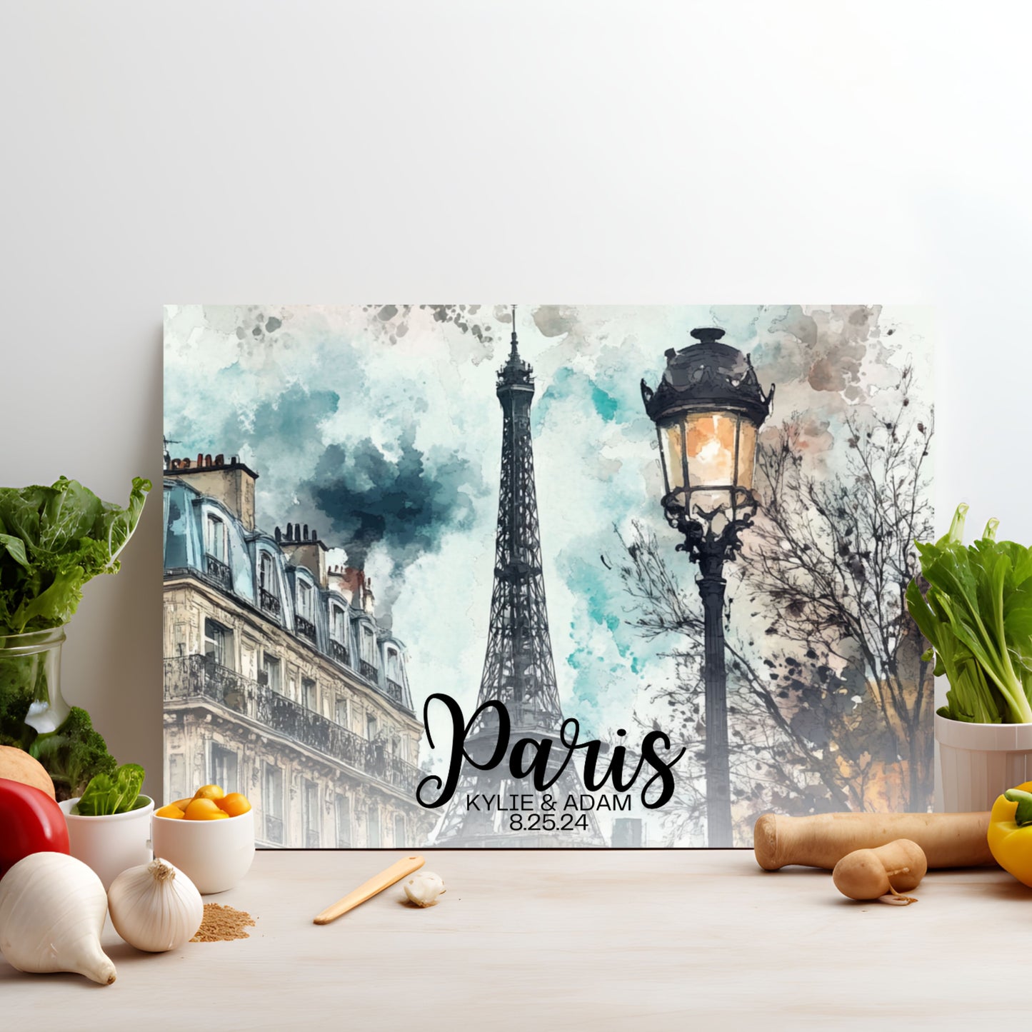 Paris France Personalized Tempered Glass Cutting Board, Food Cutting Board, Housewarming Travel Gift