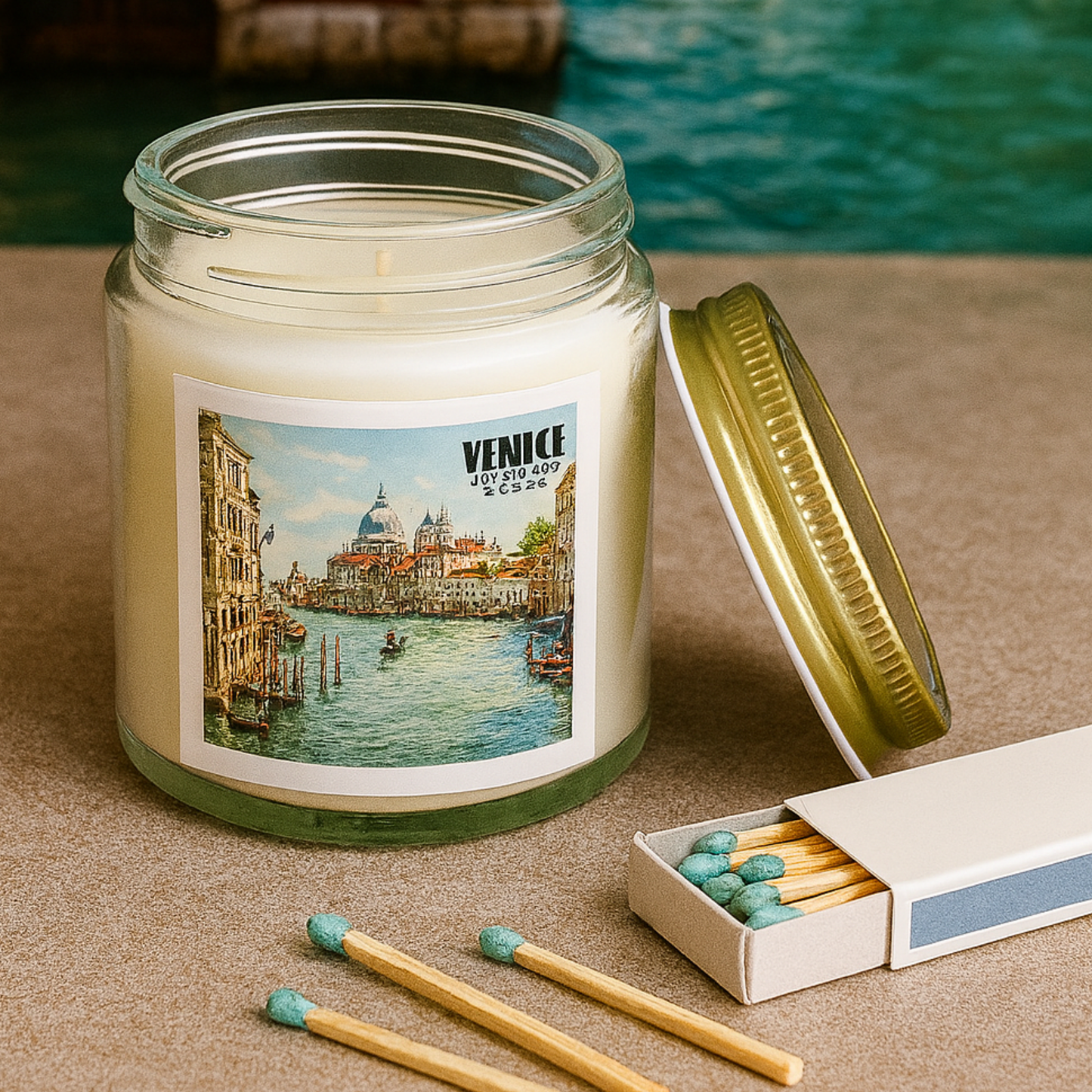Venice, Italy Candle Personalized, Coconut Apricot Wax Candle, Memories of Travel Collection, Traveler Gift Family Vacation Keepsake