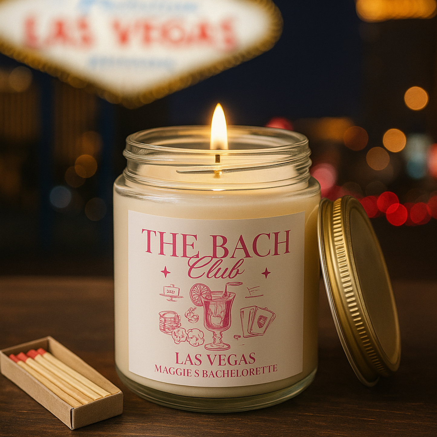 Personalized Las Vegas Bachelorette Candle, Bridesmaid Candle Gift, Vegas Before the Vows, Wedding Candle, Bachelorette Party Gift Bride