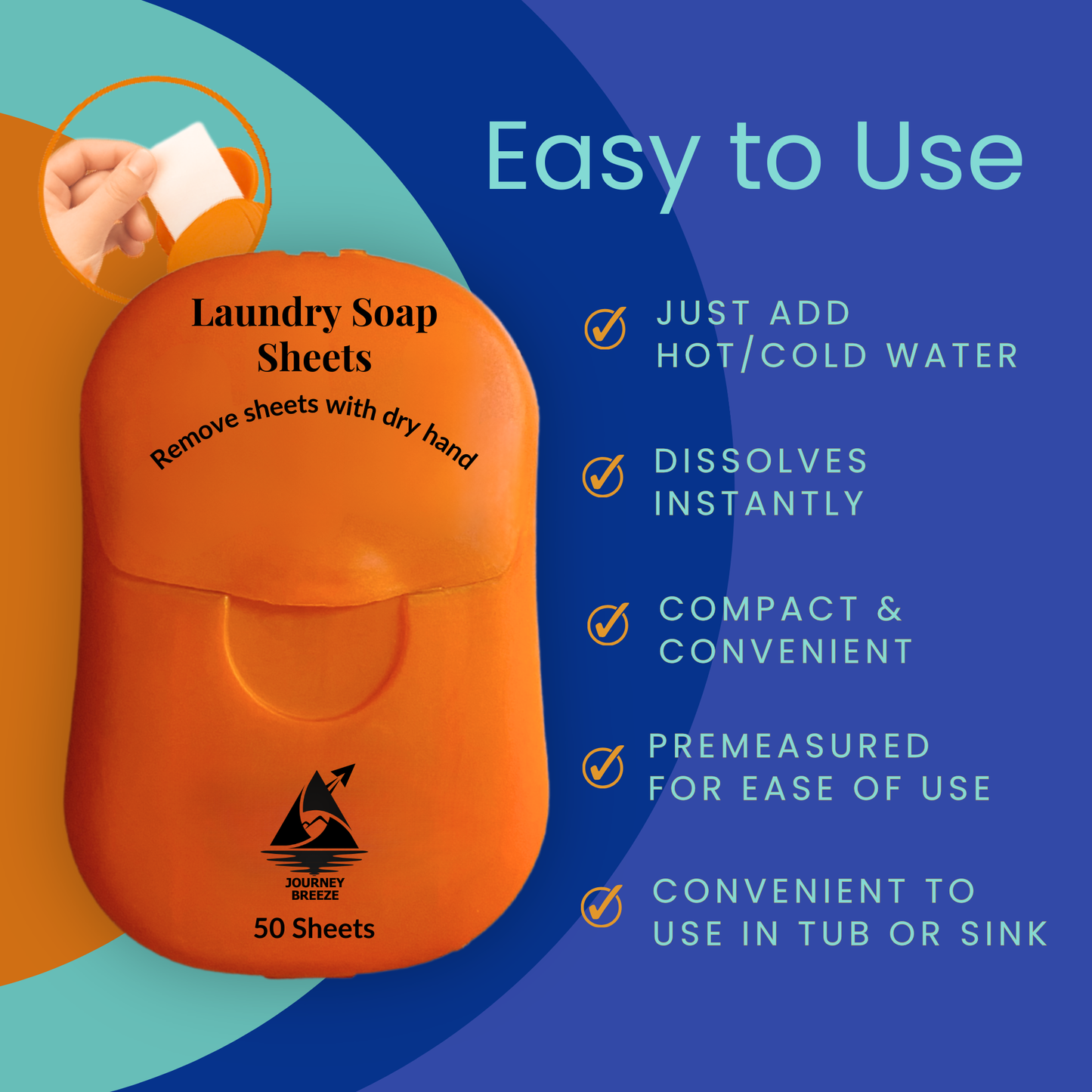 Travel Laundry Detergent Sheets - Pocket Size (50 Sheets)