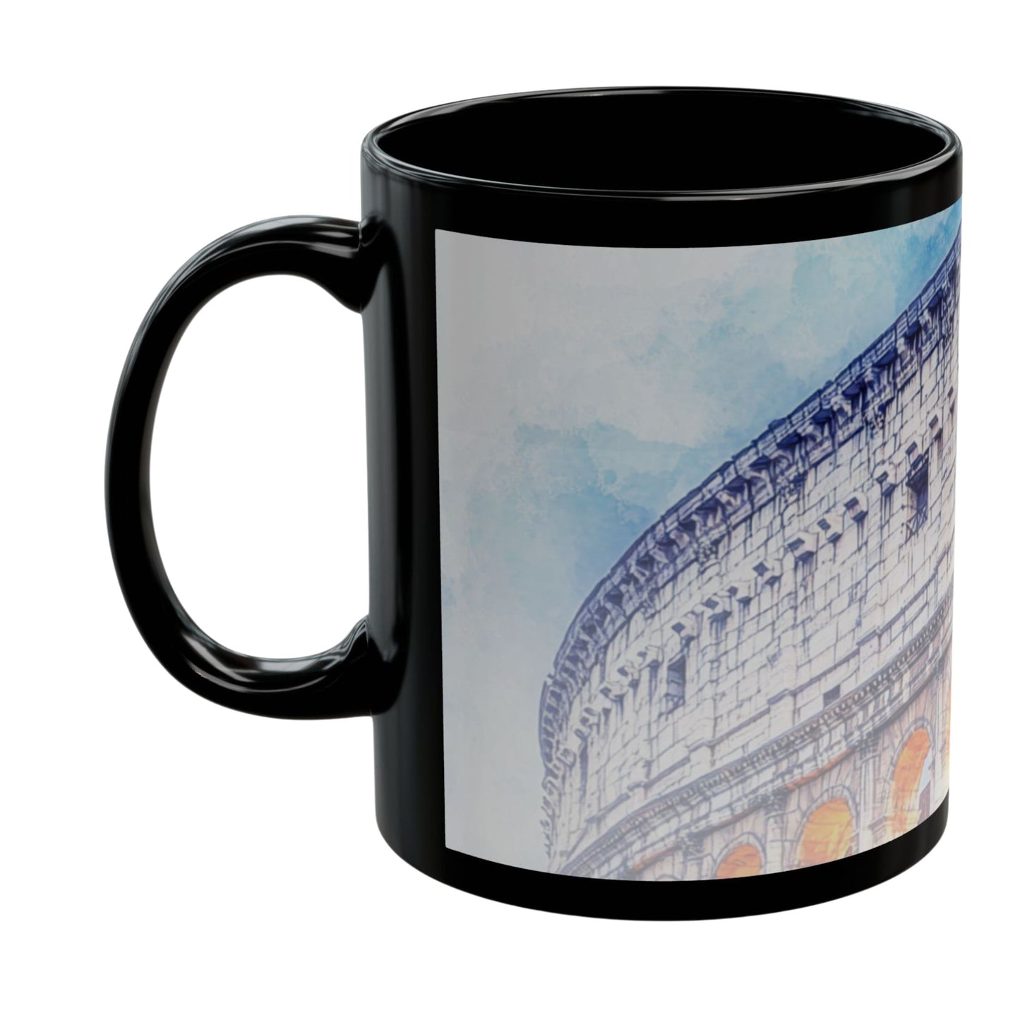 Rome Travel Mug, Custom Black Mug, Custom Design Black Mug, Custom Text Photo Black Mug 11oz or 15oz