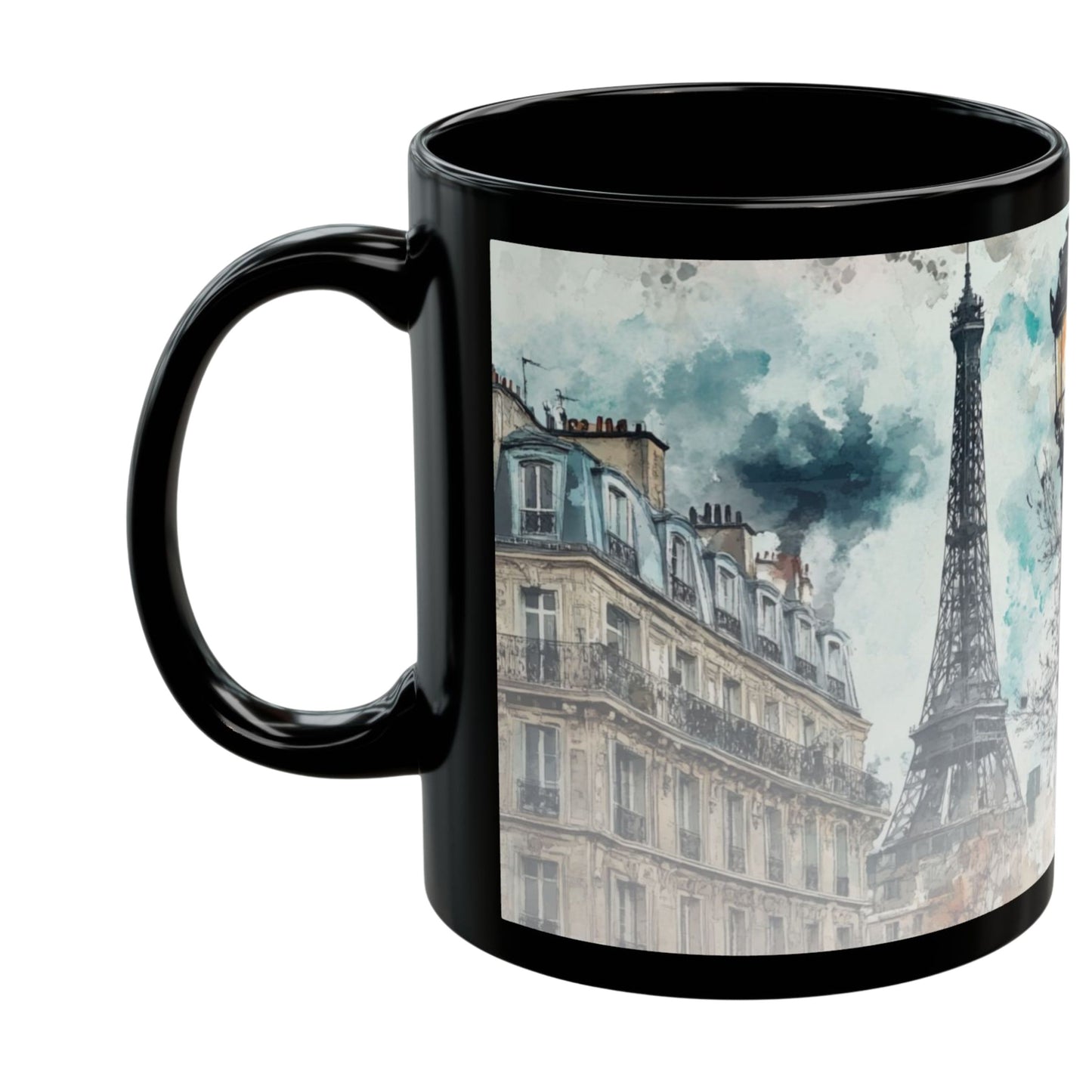 Paris Travel Mug, Custom Black Mug, Custom Design Black Mug, Custom Text Photo Black Mug 11oz or 15oz