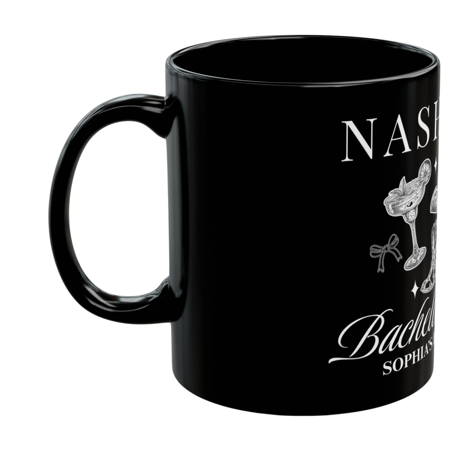 Nashville Bachelorette, Custom Black Mug, Custom Design Black Mug, Custom Text Photo Black Mug 11oz or 15oz