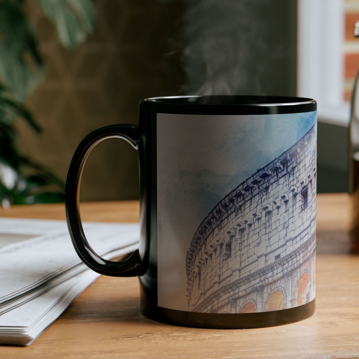 Rome Travel Mug, Custom Black Mug, Custom Design Black Mug, Custom Text Photo Black Mug 11oz or 15oz