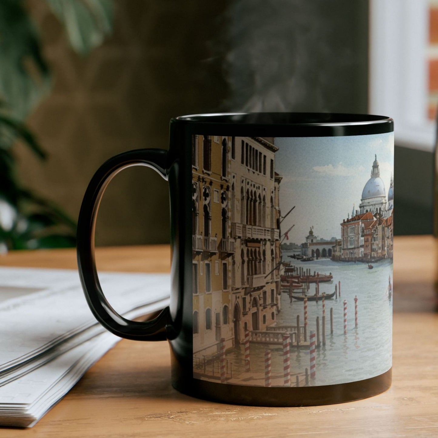 Venice Travel Mug, Custom Black Mug, Custom Design Black Mug, Custom Text Photo Black Mug 11oz or 15oz