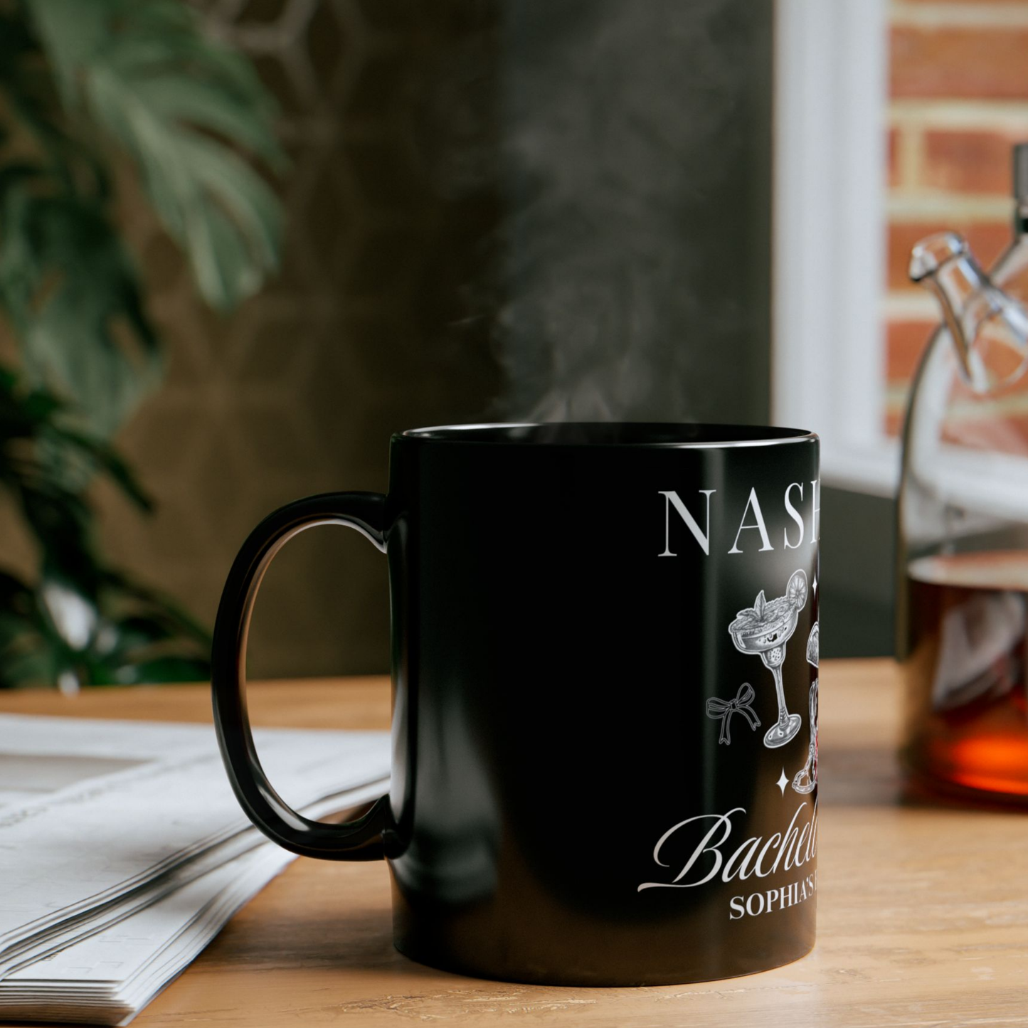 Nashville Bachelorette, Custom Black Mug, Custom Design Black Mug, Custom Text Photo Black Mug 11oz or 15oz
