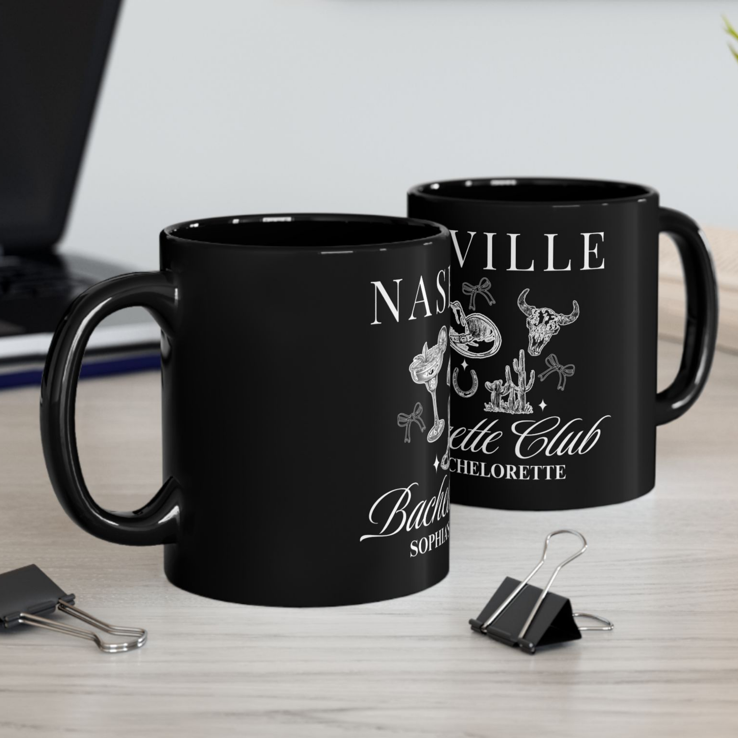 Nashville Bachelorette, Custom Black Mug, Custom Design Black Mug, Custom Text Photo Black Mug 11oz or 15oz