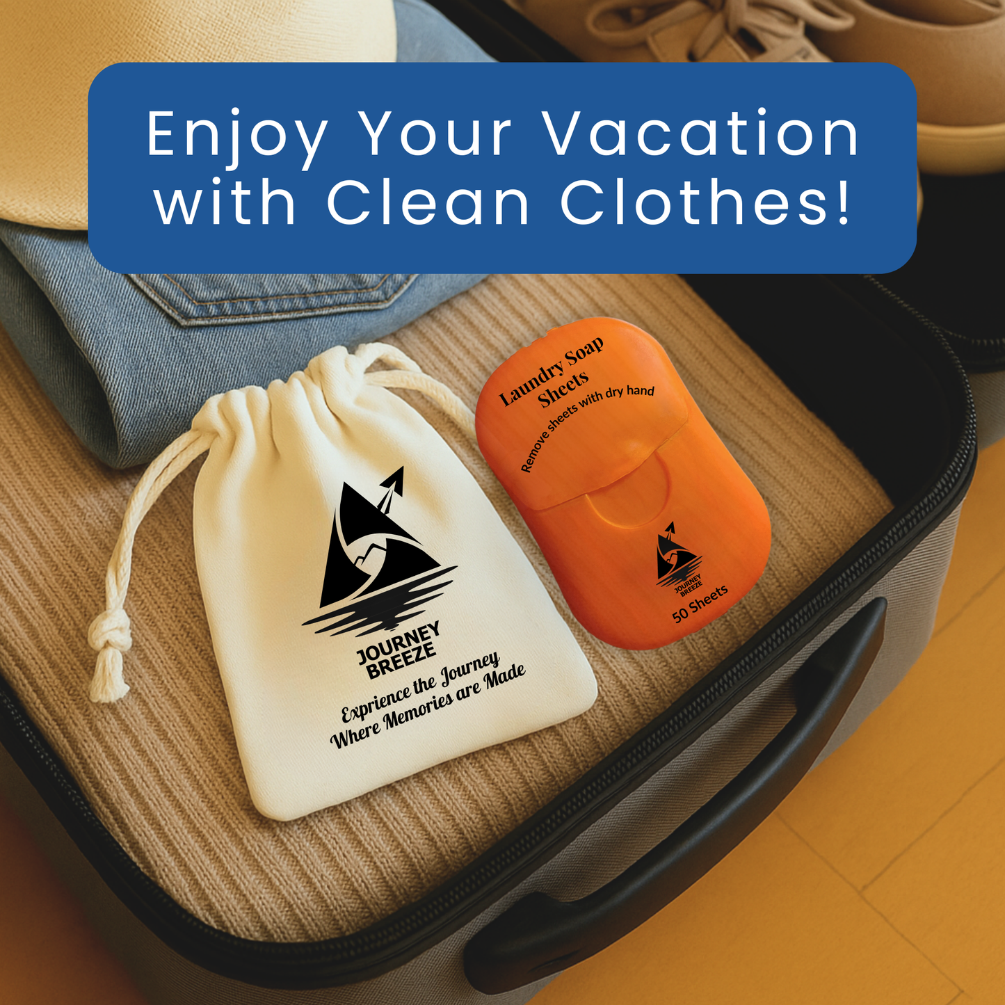 Travel Laundry Detergent Sheets - Pocket Size (50 Sheets)