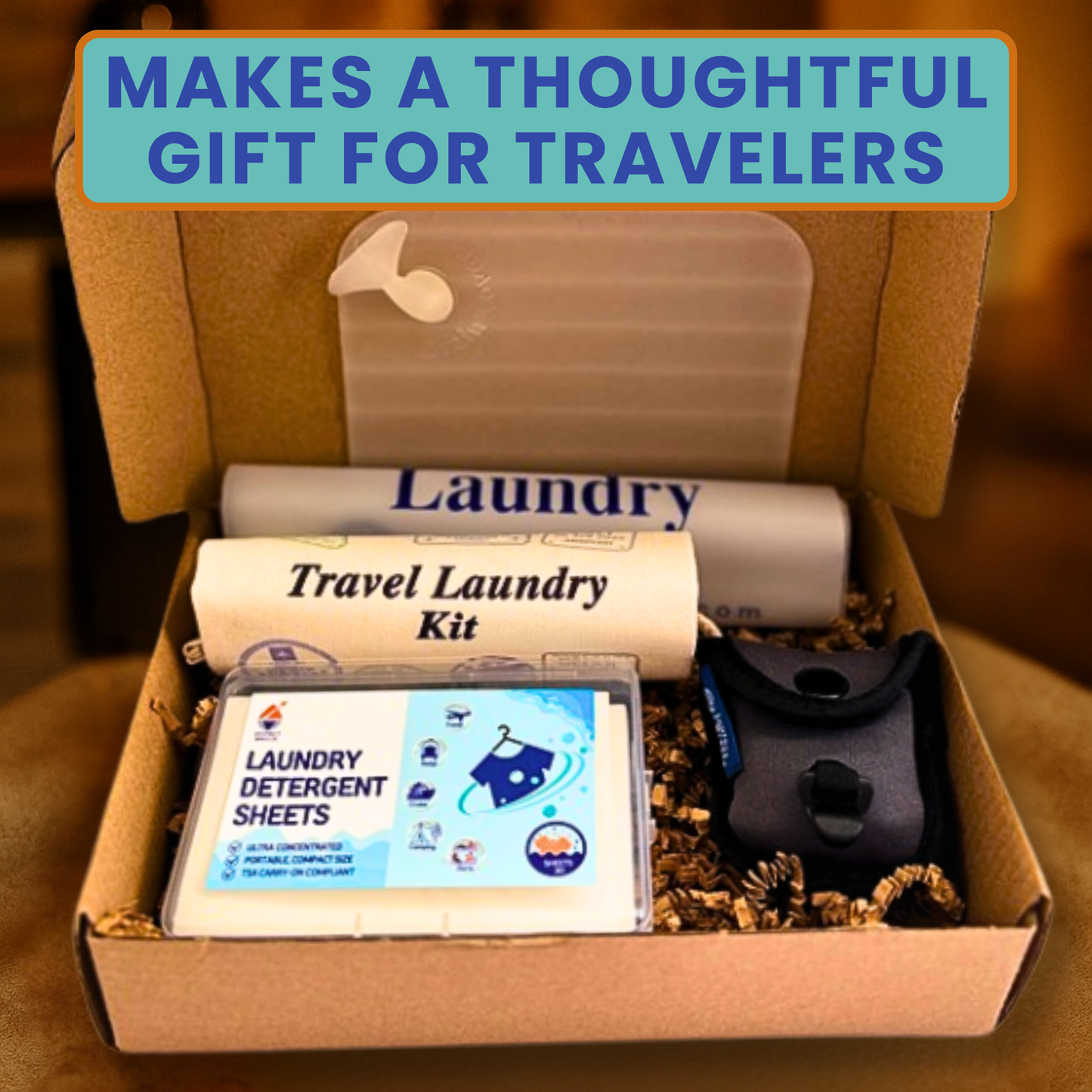 Travel Laundry Gift Set – Hand and Machine Wash Detergent Sheets, Sink Stopper, Clothesline & Storage | Journey Breeze