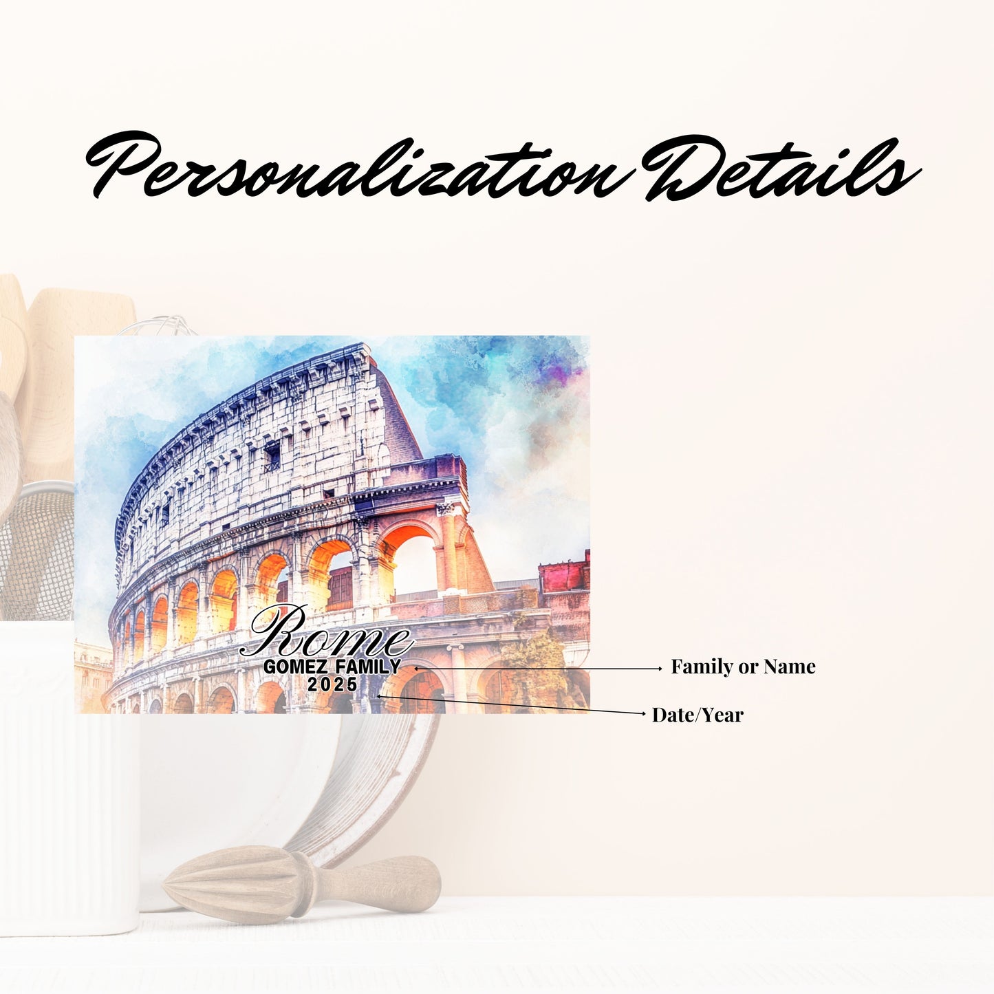 Rome Personalized Glass Cutting Board, Tempered Glass Cutting Board, Food Cutting Board, Housewarming Gift, Travel Destination