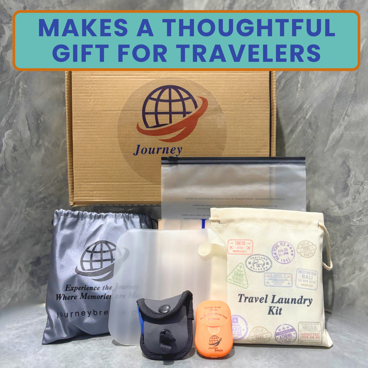 Travel Laundry Gift Set – Hand-Wash Detergent Sheets, Portable Clothesline & Storage | Journey Breeze
