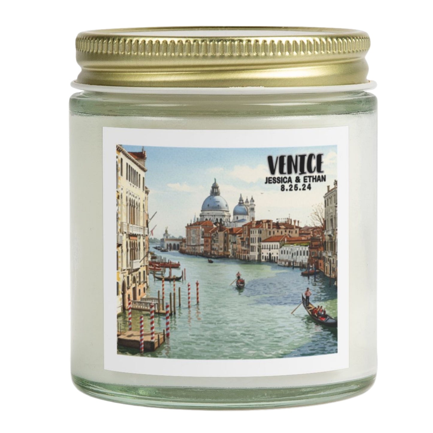 Venice, Italy Candle Personalized, Coconut Apricot Wax Candle, Memories of Travel Collection, Traveler Gift Family Vacation Keepsake