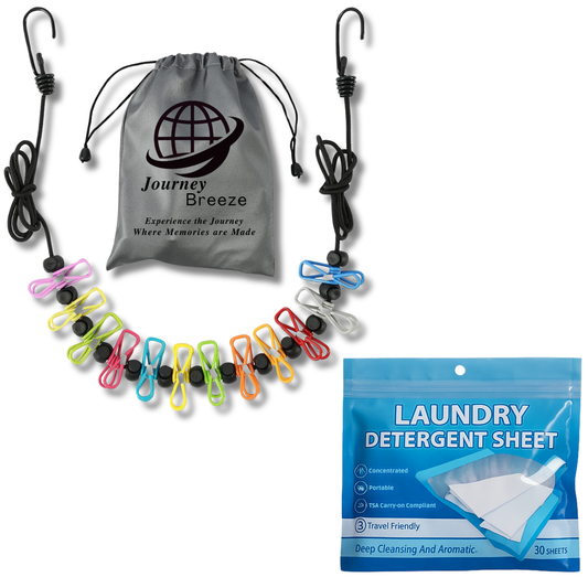 Travel Laundry Detergent Sheets and Travel Clothesline Outdoor or Indoor