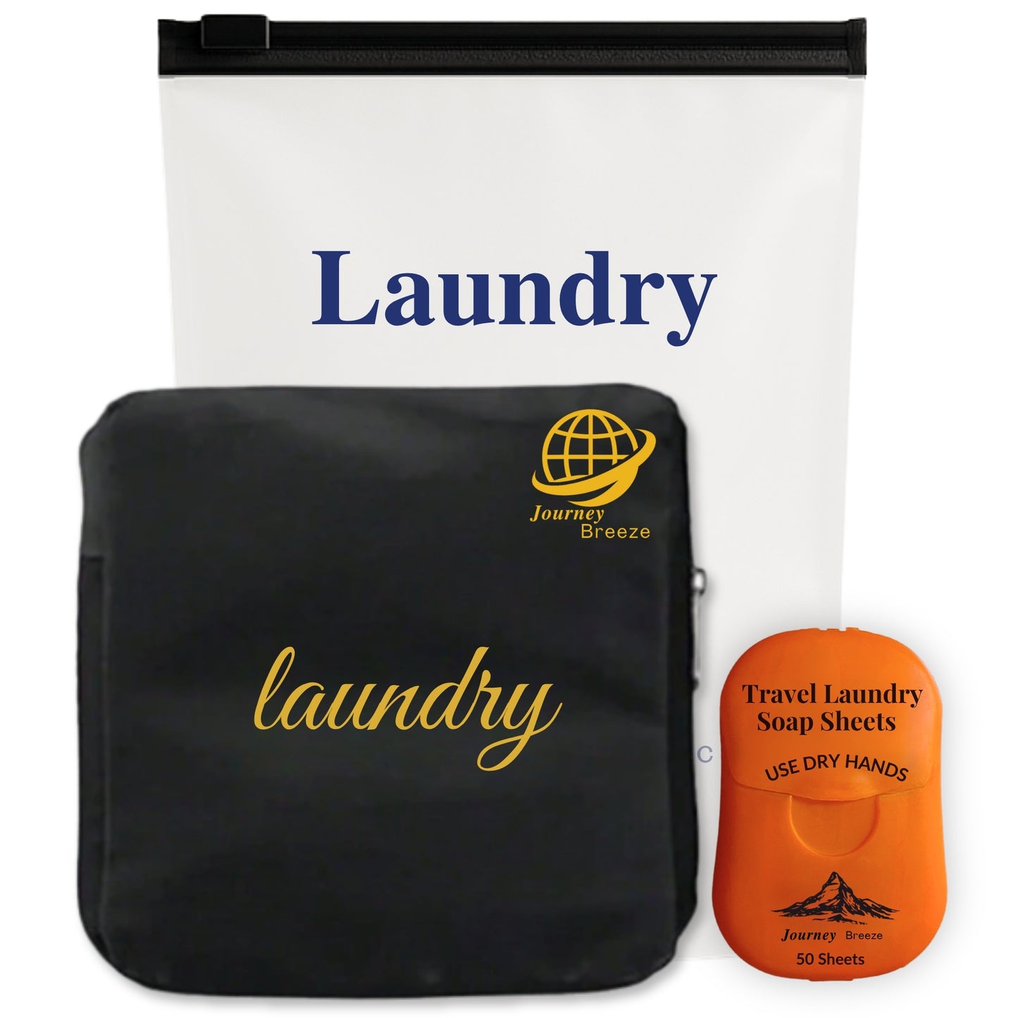 Travel Laundry Set –  Hand-Wash Detergent Sheets & Foldable Laundry Bag | Journey Breeze