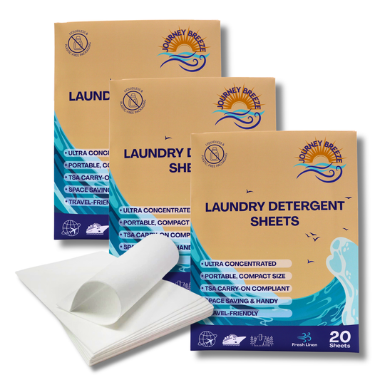 Travel Laundry Detergent Sheets 60 count – Hand & Machine Wash, TSA-Friendly & Compact | Journey Breeze