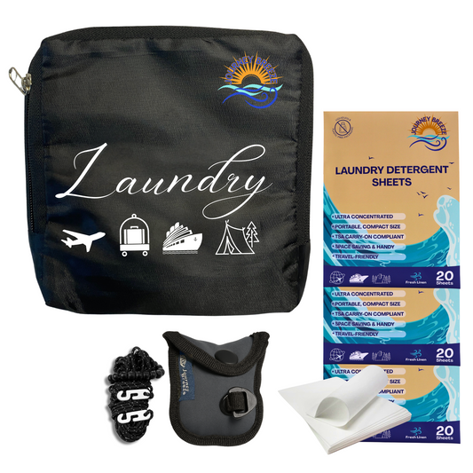 Foldable Laundry Bag, Compact Clothesline and Travel Laundry Detergent Sheets, 3 Packs (20 Sheets)