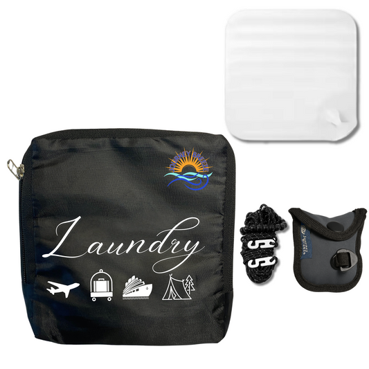 Hotel Essentials must haves Bathroom Sink Stopper, Laundry Bag Travel and Camping Clothesline