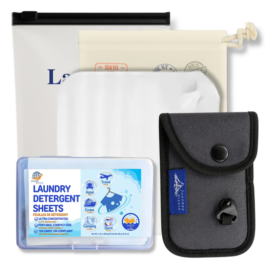 Travel Laundry Detergent Sheets Kit – Hand & Machine Wash, Travel Clothesline and Sink Stopper Included | Journey Breeze