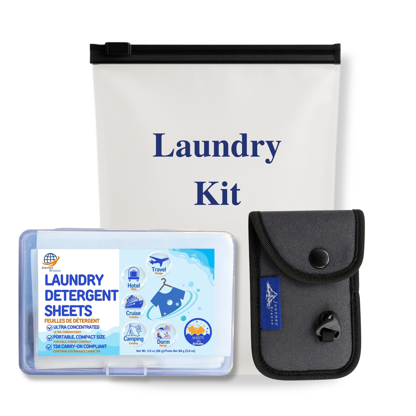 Travel Laundry Detergent Sheets with Portable Clothesline – Hand & Machine Wash Laundry Kit | Journey Breeze