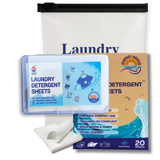 Travel Laundry Detergent Sheets (30 sheets), Refill Pack (20 sheets), Frosted Zip Pouch