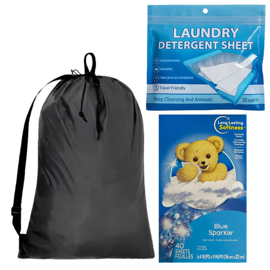 Laundry Backpack with Straps and 1 pack Laundry Detergent Sheets and 1 pack Fabric Softener Dryer Sheets Ideal