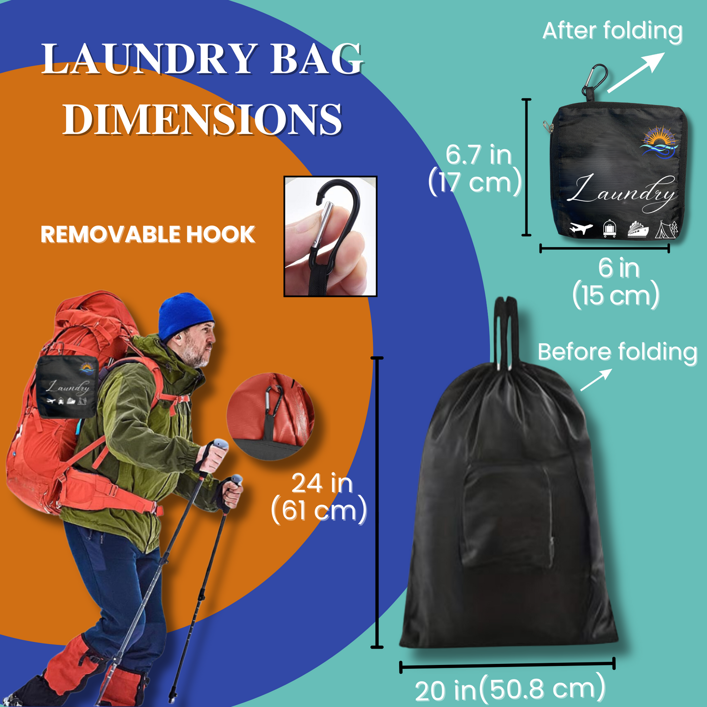 Travel Laundry Detergent Sheets, 3 Packs (20 Sheets) with Foldable Laundry Bag