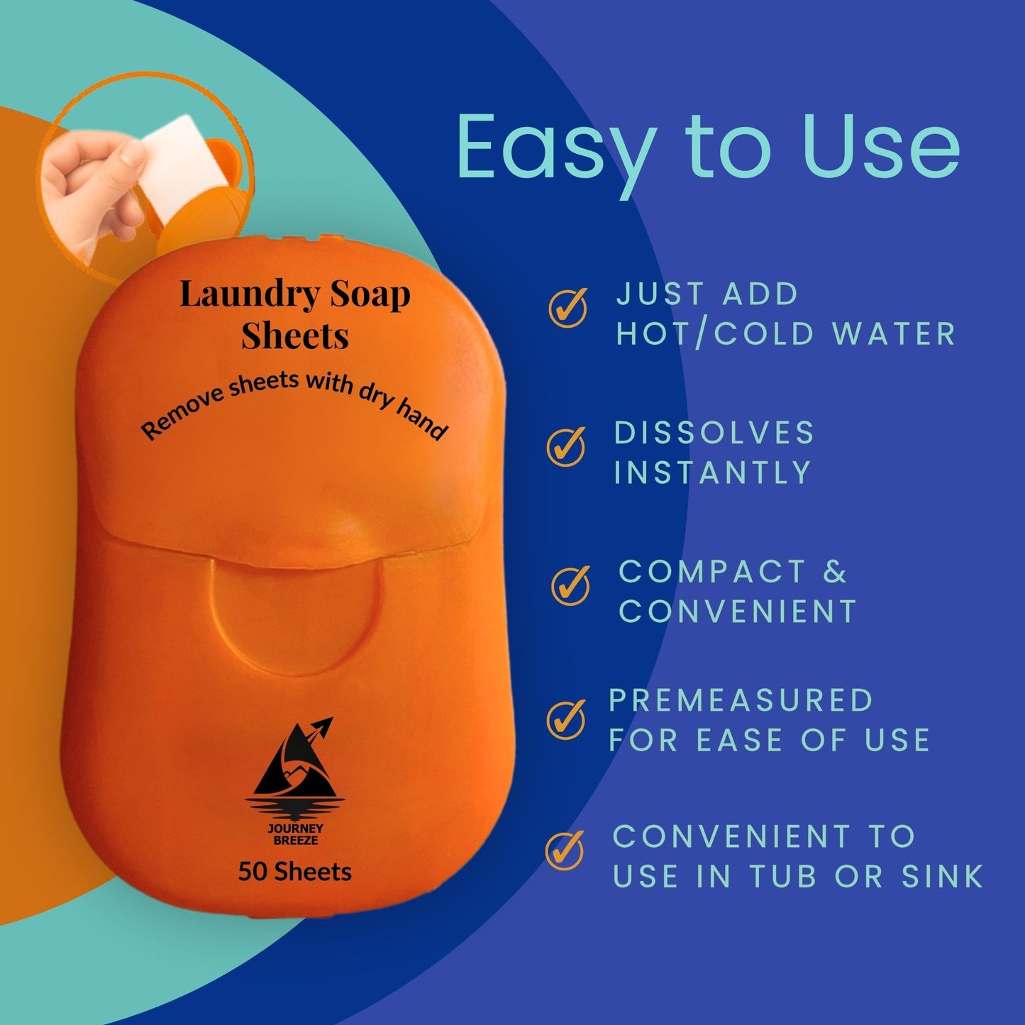 Foldable Laundry Bag with Laundry Detergent Sheets - Pocket Size (50 Sheets)