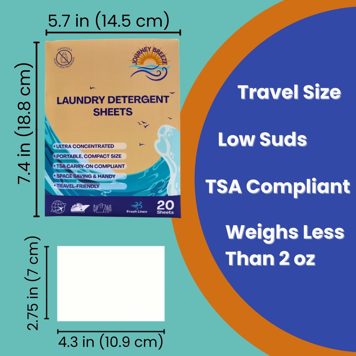 Travel Laundry Detergent Sheets (30 sheets), Refill Pack (20 sheets), Frosted Zip Pouch