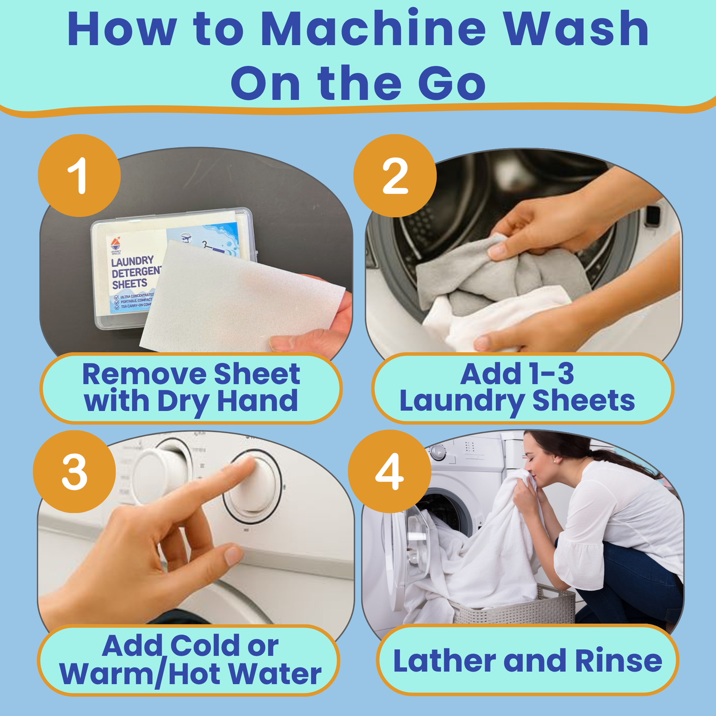 Travel Laundry Detergent Sheets 30 count – Hand & Machine Wash, TSA-Friendly & Compact | Journey Breeze
