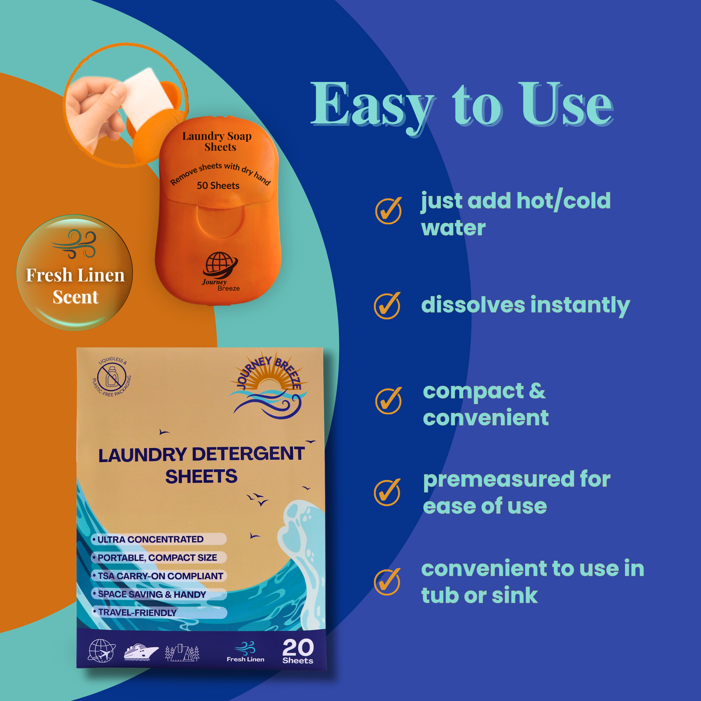Travel Laundry Detergent Sheets - 2 Sizes for Sink Wash or Machine Wash