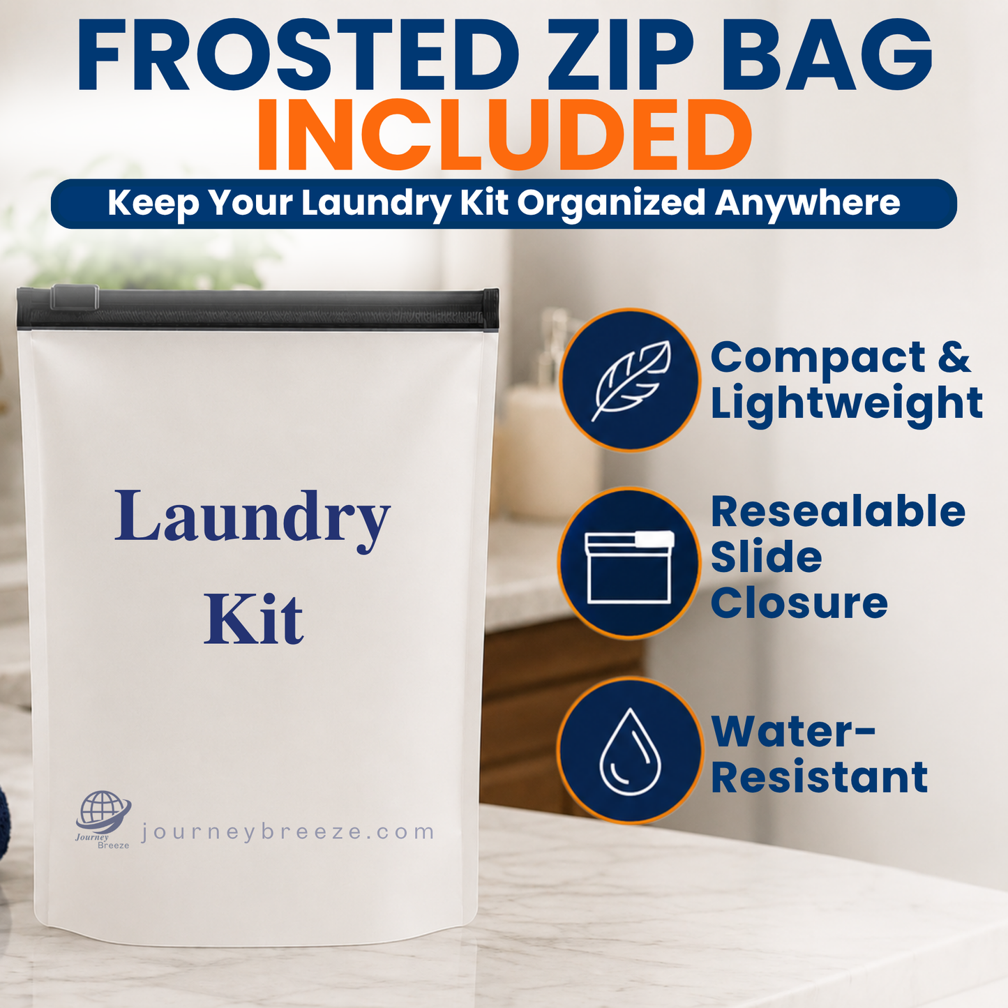 Travel Laundry Detergent Sheets 60 count – Hand & Machine Wash, TSA-Friendly & Compact | Journey Breeze