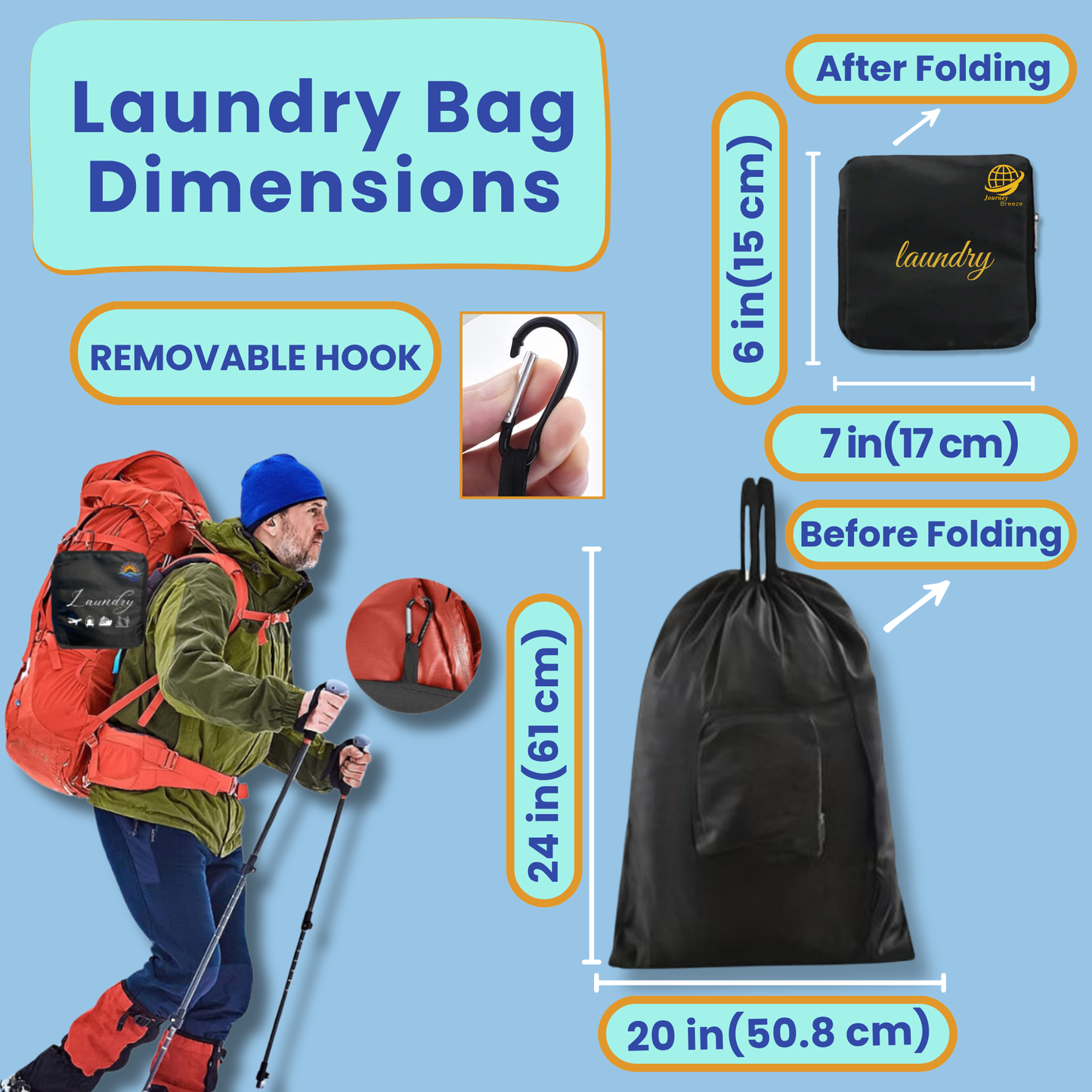 Travel Laundry Detergent Sheets Set – Hand & Machine Wash, Foldable Laundry Bag, Sink Stopper & Zip Pouch | Journey Breeze