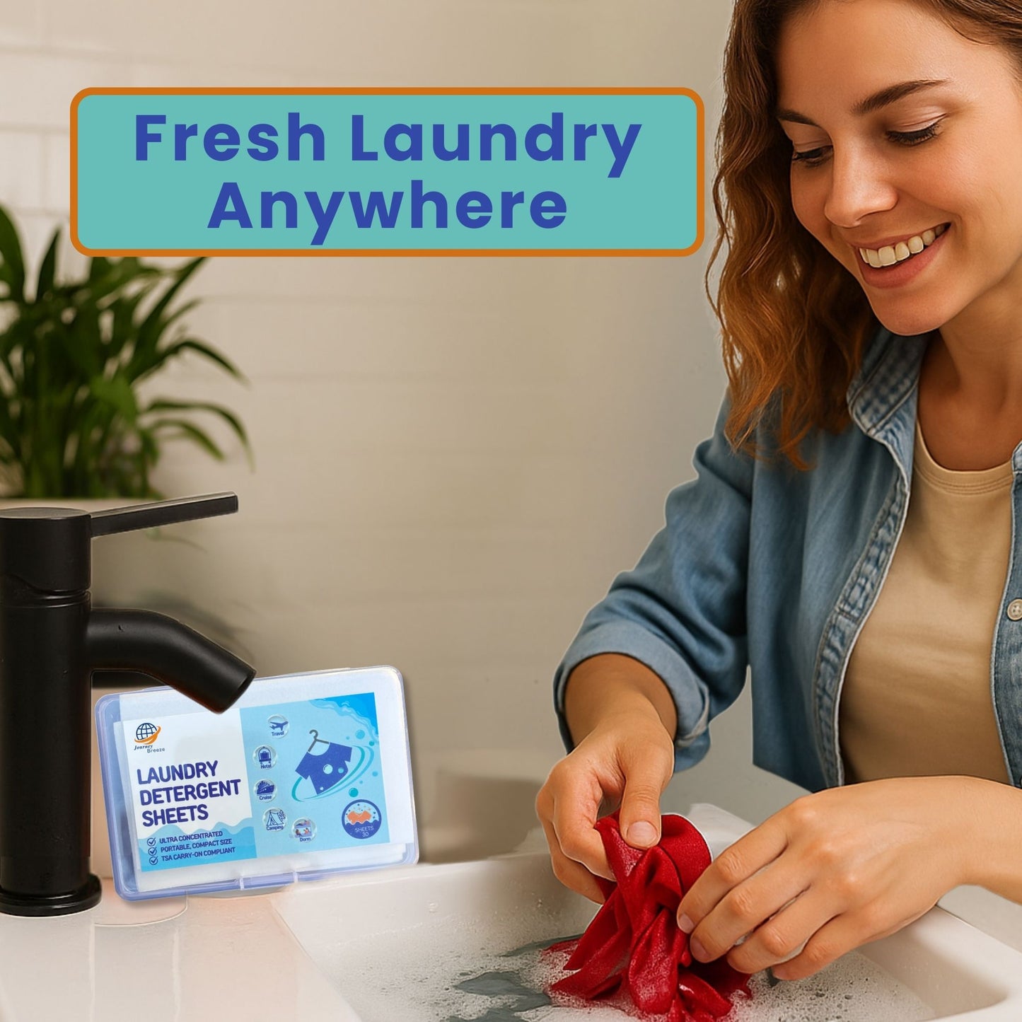 Travel Laundry Detergent Sheets 30 Pack – Hand Wash or Machine Wash Travel Detergent, Compact Sink Washing Detergent Strips for Clothes on Trips, Hotels & Cruises