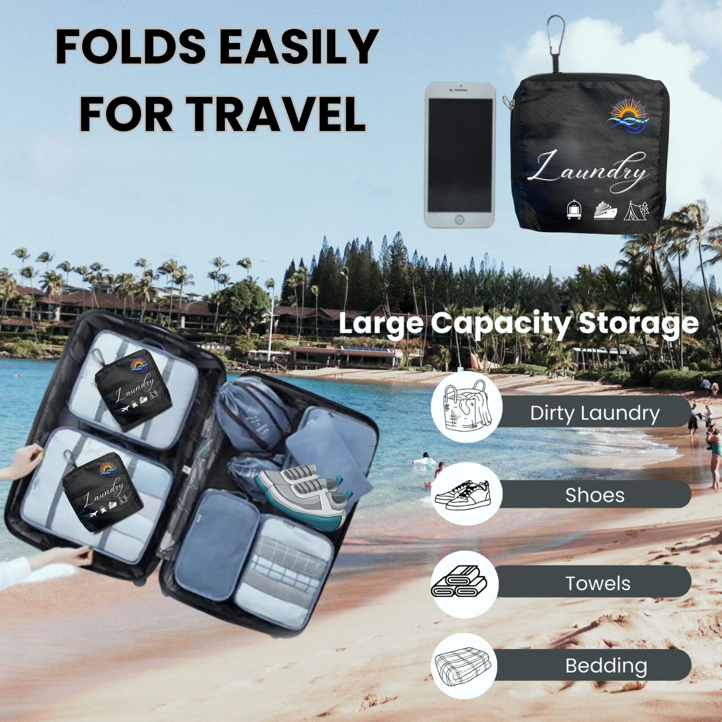 Travel Laundry Detergent Sheets, 3 Packs (20 Sheets) with Foldable Laundry Bag